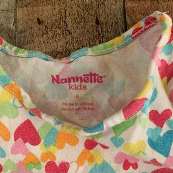 Nannette girls size 6 sleeveless tank top casual dress with hearts - Picture 3 of 5